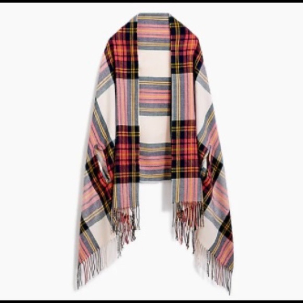 NWT J. Crew - Plaid cape-scarf OS
